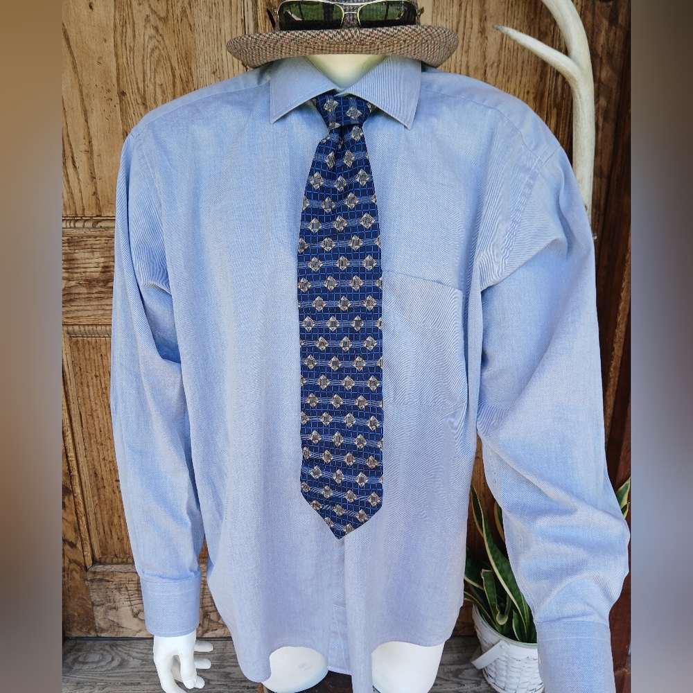 Vintage Hugo BOSS Blue DRESS SHIRT casual Formal Vintage Luxury XXL